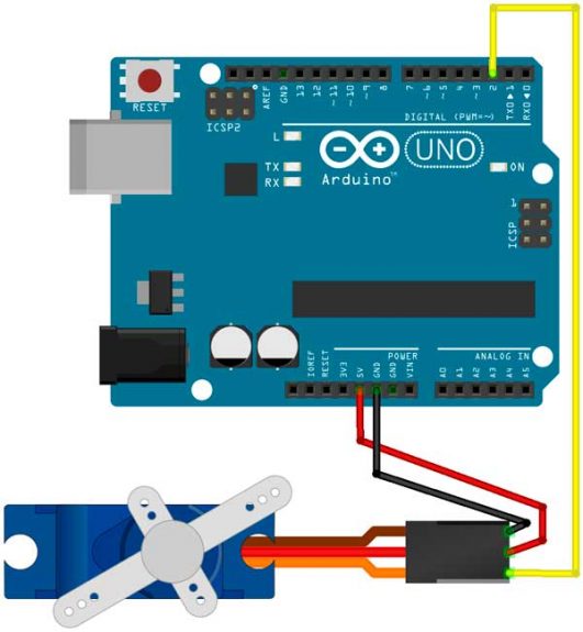 Cablage du servo SG90 avec Arduino Uno