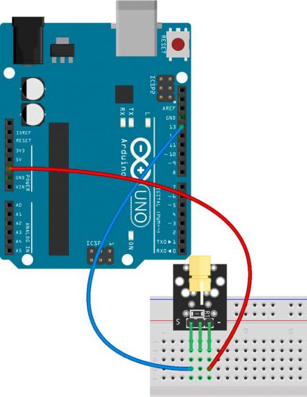 Connexion du module KY-008 et la carte Arduino.