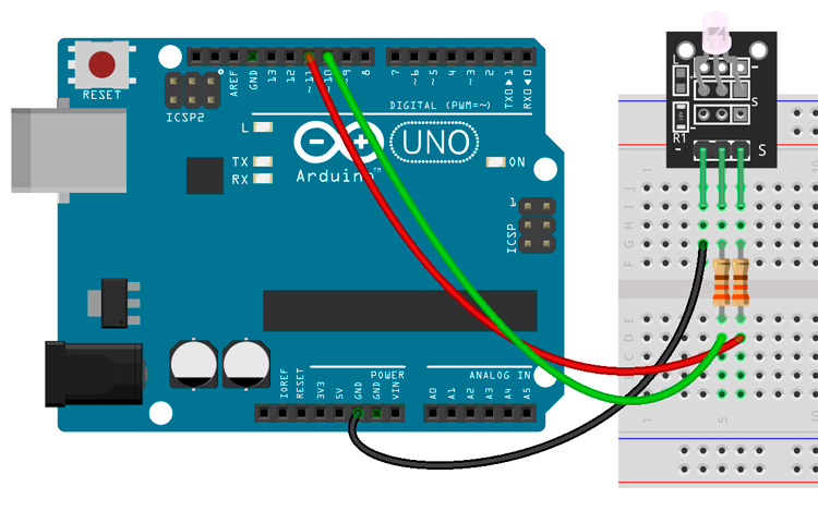 Schéma de connexion entre le Module KY-011 et Arduino Uno